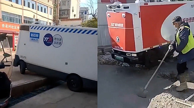 Doručovací roboti v Číně šílí, žádná překážka je nezastaví
